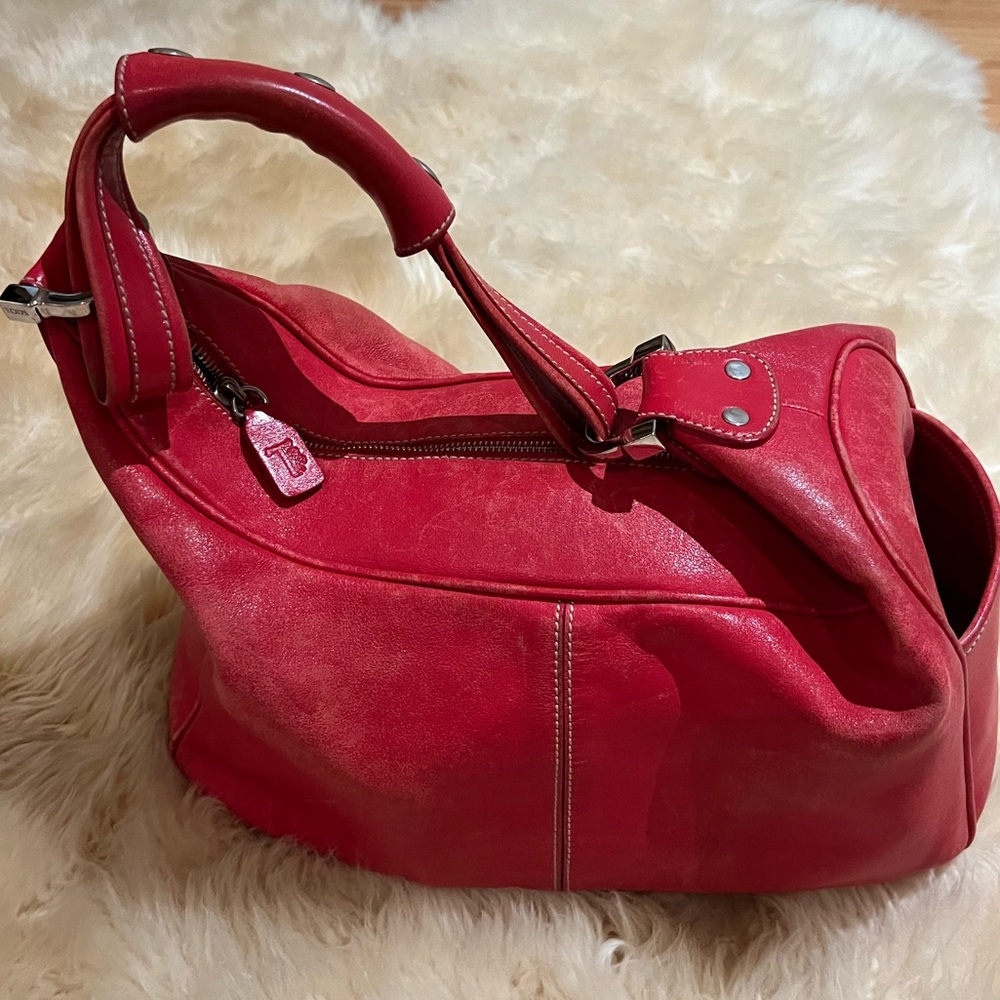 Authentic Tod’s Red Distress Leather Women's Bag